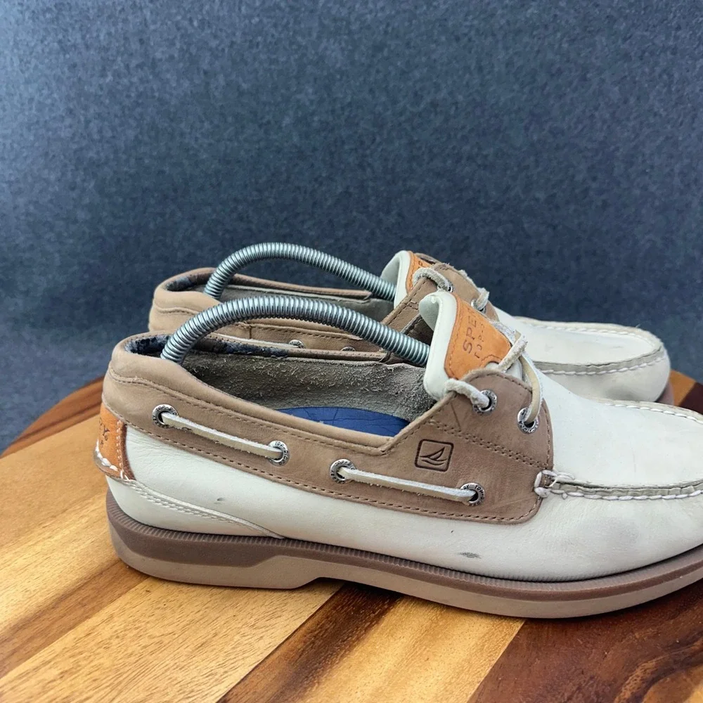 Sperry Top Sider Mako Collection Boat Shoes Mens Size 10 Oyster Taupe Leather